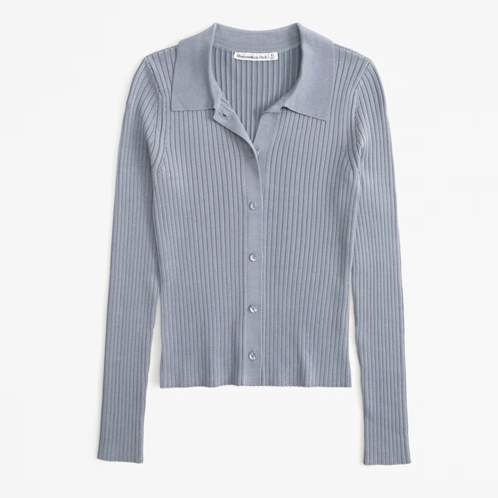 Abercrombie & Fitch Gray Ribbed Knit Top